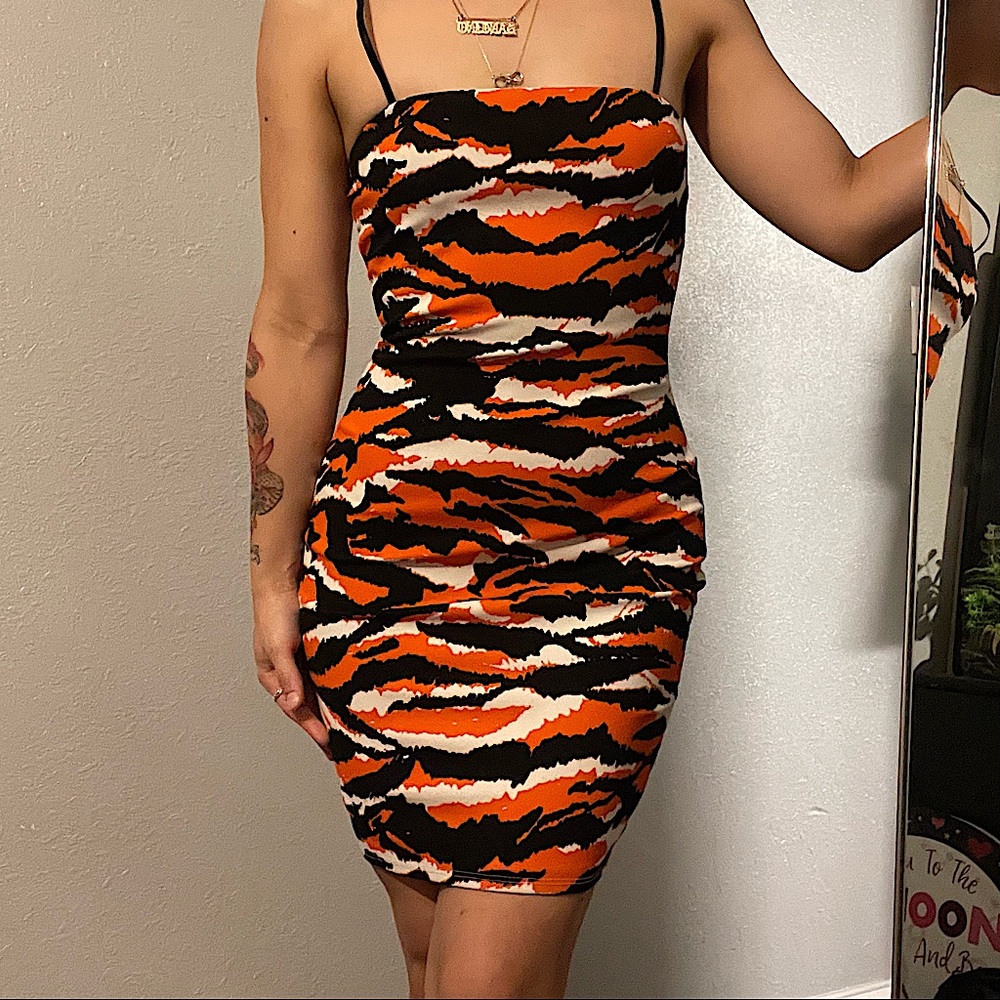 CHARLOTTE RUSSE Zebra/Tiger Print FORM FITTING Dress